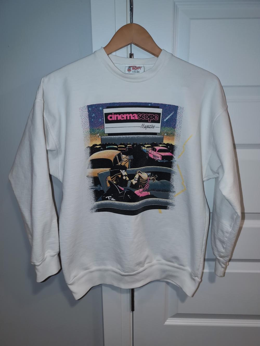 Vintage Cinemascope Magazine Drive In Movie Theatre Graphic Crewneck Sweatshirt